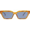 imageSOJOS Trendy Polarized Sunglasses Womens Men Retro Vintage 90s Cute Cat Eye Narrow Sun Glasses SJ2381Yellow Tortoise Frame Blue Lens