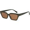 imageSOJOS Trendy Polarized Sunglasses Womens Men Retro Vintage 90s Cute Cat Eye Narrow Sun Glasses SJ2381Green Frame Brown Lens