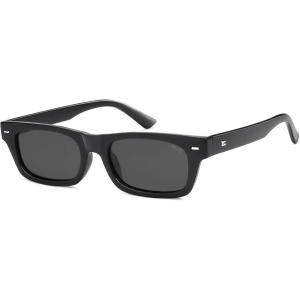 imageSOJOS Trendy Polarized Rectangle Sunglasses Womens Men Retro Vintage Sun Glasses SJ2379Black Frame Grey Lens
