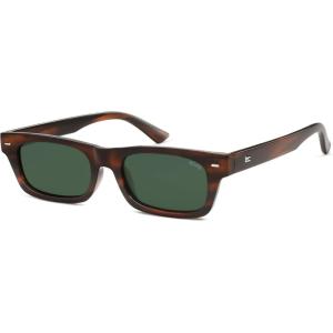 imageSOJOS Trendy Polarized Rectangle Sunglasses Womens Men Retro Vintage Sun Glasses SJ2379Brown Stripe Pattern Frame Green Lens