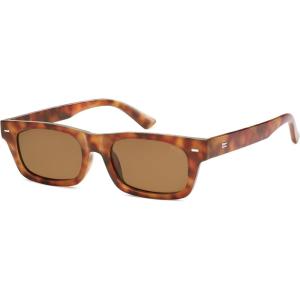 imageSOJOS Trendy Polarized Rectangle Sunglasses Womens Men Retro Vintage Sun Glasses SJ2379Yellow Tortoise Frame Brown Lens