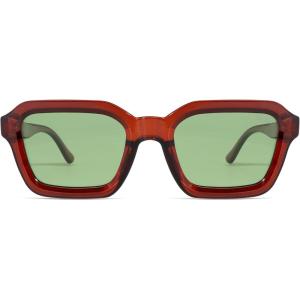 imageSOJOS Retro Polarized Square Sunglasses Womens Mens Vintage 70s 80s 90s Hexagon Shades SJ2377Brown