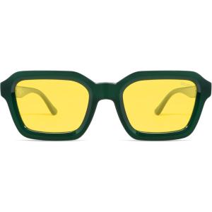 imageSOJOS Retro Polarized Square Sunglasses Womens Mens Vintage 70s 80s 90s Hexagon Shades SJ2377Green