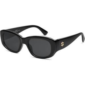 imageSOJOS Retro Square Polarized Sunglasses Womens Mens Vintage Thick Chunky Frame 80s 90s Large Shades SJ2374Black