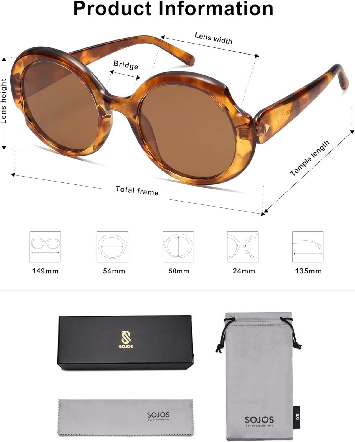 imageSOJOS Big Retro Oval Round Polarized Sunglasses Womens Mens Vintage Trendy Oversized Sunnies SJ2362Brown TortoiseBrown