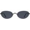 imageSOJOS Retro Small Oval Sunglasses Womens Trendy Rimless Sun Glasses Vintage Narrow Shades SJ1242Black  Grey Lens