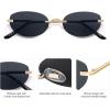 imageSOJOS Retro Small Oval Sunglasses Womens Trendy Rimless Sun Glasses Vintage Narrow Shades SJ1242Gold  Grey Lens