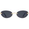 imageSOJOS Retro Small Oval Sunglasses Womens Trendy Rimless Sun Glasses Vintage Narrow Shades SJ1242Gold  Grey Lens