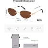 imageSOJOS Retro Small Oval Sunglasses Womens Trendy Rimless Sun Glasses Vintage Narrow Shades SJ1242Shiny Gold  Brown Lens
