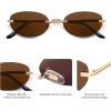 imageSOJOS Retro Small Oval Sunglasses Womens Trendy Rimless Sun Glasses Vintage Narrow Shades SJ1242Shiny Gold  Brown Lens