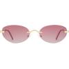 imageSOJOS Retro Small Oval Sunglasses Womens Trendy Rimless Sun Glasses Vintage Narrow Shades SJ1242Shiny Gold  Pink Lens