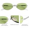 imageSOJOS Retro Small Oval Sunglasses Womens Trendy Rimless Sun Glasses Vintage Narrow Shades SJ1242Shiny Silver  Green Lens