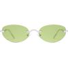 imageSOJOS Retro Small Oval Sunglasses Womens Trendy Rimless Sun Glasses Vintage Narrow Shades SJ1242Shiny Silver  Green Lens