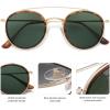 imageSOJOS Retro Vintage Round Polarized Sunglasses for Women Men Small Double Bridge Circle Sunnies SJ1104Brown TortoiseGreen