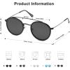 imageSOJOS Retro Vintage Round Polarized Sunglasses for Women Men Small Double Bridge Circle Sunnies SJ1104Dark BlackGrey
