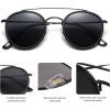 imageSOJOS Retro Vintage Round Polarized Sunglasses for Women Men Small Double Bridge Circle Sunnies SJ1104Dark BlackGrey