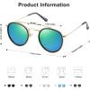 imageSOJOS Retro Vintage Round Polarized Sunglasses for Women Men Small Double Bridge Circle Sunnies SJ1104GoldBluish Green