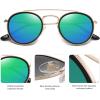 imageSOJOS Retro Vintage Round Polarized Sunglasses for Women Men Small Double Bridge Circle Sunnies SJ1104GoldBluish Green