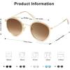 imageSOJOS Retro Vintage Round Polarized Sunglasses for Women Men Small Double Bridge Circle Sunnies SJ1104GoldBrown