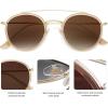 imageSOJOS Retro Vintage Round Polarized Sunglasses for Women Men Small Double Bridge Circle Sunnies SJ1104GoldBrown