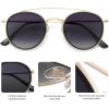 imageSOJOS Retro Vintage Round Polarized Sunglasses for Women Men Small Double Bridge Circle Sunnies SJ1104GoldGrey