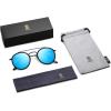imageSOJOS Retro Vintage Round Polarized Sunglasses for Women Men Small Double Bridge Circle Sunnies SJ1104Matte BlackBlue