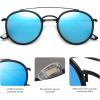 imageSOJOS Retro Vintage Round Polarized Sunglasses for Women Men Small Double Bridge Circle Sunnies SJ1104Matte BlackBlue