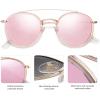imageSOJOS Retro Vintage Round Polarized Sunglasses for Women Men Small Double Bridge Circle Sunnies SJ1104Rose GoldPink