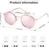 imageSOJOS Retro Vintage Round Polarized Sunglasses for Women Men Small Double Bridge Circle Sunnies SJ1104Rose GoldPink