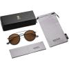 imageSOJOS Retro Vintage Round Polarized Sunglasses for Women Men Small Double Bridge Circle Sunnies SJ1104Shiny BlackBrown