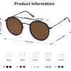 imageSOJOS Retro Vintage Round Polarized Sunglasses for Women Men Small Double Bridge Circle Sunnies SJ1104Shiny BlackBrown