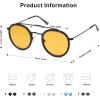 imageSOJOS Retro Vintage Round Polarized Sunglasses for Women Men Small Double Bridge Circle Sunnies SJ1104Shiny BlackYellow