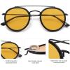 imageSOJOS Retro Vintage Round Polarized Sunglasses for Women Men Small Double Bridge Circle Sunnies SJ1104Shiny BlackYellow