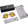 imageSOJOS Retro Vintage Round Polarized Sunglasses for Women Men Small Double Bridge Circle Sunnies SJ1104Shiny BlackYellow