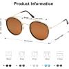 imageSOJOS Retro Vintage Round Polarized Sunglasses for Women Men Small Double Bridge Circle Sunnies SJ1104TortoiseBrown
