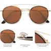 imageSOJOS Retro Vintage Round Polarized Sunglasses for Women Men Small Double Bridge Circle Sunnies SJ1104TortoiseBrown