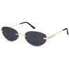 imageSOJOS Retro Small Oval Sunglasses Womens Trendy Rimless Sun Glasses Vintage Narrow Shades SJ1242Gold  Grey Lens