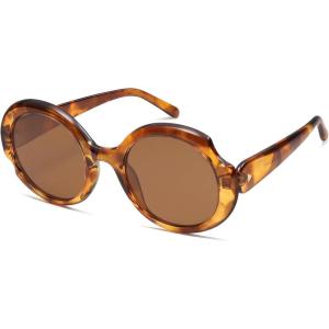 imageSOJOS Big Retro Oval Round Polarized Sunglasses Womens Mens Vintage Trendy Oversized Sunnies SJ2362Brown TortoiseBrown