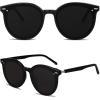 imageSOJOS Sunglasses Womens Trendy 2025 Classic Round Retro Vintage Shades Large Frame Sunnies SJ2067Shiny Black