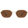 imageSOJOS Trendy Polarized Hexagon Sunglasses for Women Men UV400 Retro Rectangle Shades SJ1238GoldBrown