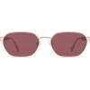 imageSOJOS Trendy Polarized Hexagon Sunglasses for Women Men UV400 Retro Rectangle Shades SJ1238Rose GoldRed
