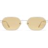 imageSOJOS Trendy Polarized Hexagon Sunglasses for Women Men UV400 Retro Rectangle Shades SJ1238SilverLight Brown