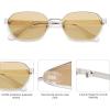 imageSOJOS Trendy Polarized Hexagon Sunglasses for Women Men UV400 Retro Rectangle Shades SJ1238SilverLight Brown