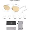 imageSOJOS Trendy Polarized Hexagon Sunglasses for Women Men UV400 Retro Rectangle Shades SJ1238SilverLight Brown