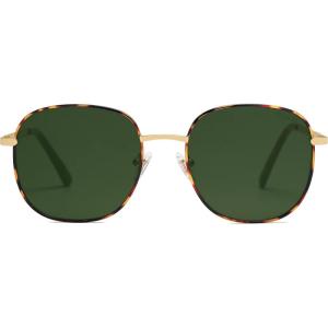 imageSOJOS Classic Trendy Square Sunglasses for Women Men Cute Big Frame Gold Shades SJ1137Dark TortoiseGreen