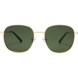 imageSOJOS Classic Trendy Square Sunglasses for Women Men Cute Big Frame Gold Shades SJ1137GoldDark Green