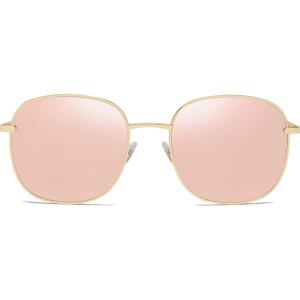 imageSOJOS Classic Trendy Square Sunglasses for Women Men Cute Big Frame Gold Shades SJ1137Shiny GoldPink Mirrored