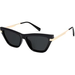 imageSOJOS Retro Small Polarized Cat Eye Sunglasses Womens Vintage Shades Trendy Stylish Sunnies SJ2361Black  Grey Lens