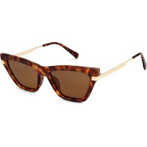 imageSOJOS Retro Small Polarized Cat Eye Sunglasses Womens Vintage Shades Trendy Stylish Sunnies SJ2361Tortoise  Brown Lens