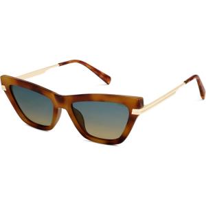 imageSOJOS Retro Small Polarized Cat Eye Sunglasses Womens Vintage Shades Trendy Stylish Sunnies SJ2361Tortoise  Gradient Cyan